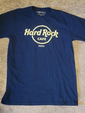 Hard Rock Cafe Black Tee with Cream Logo Print